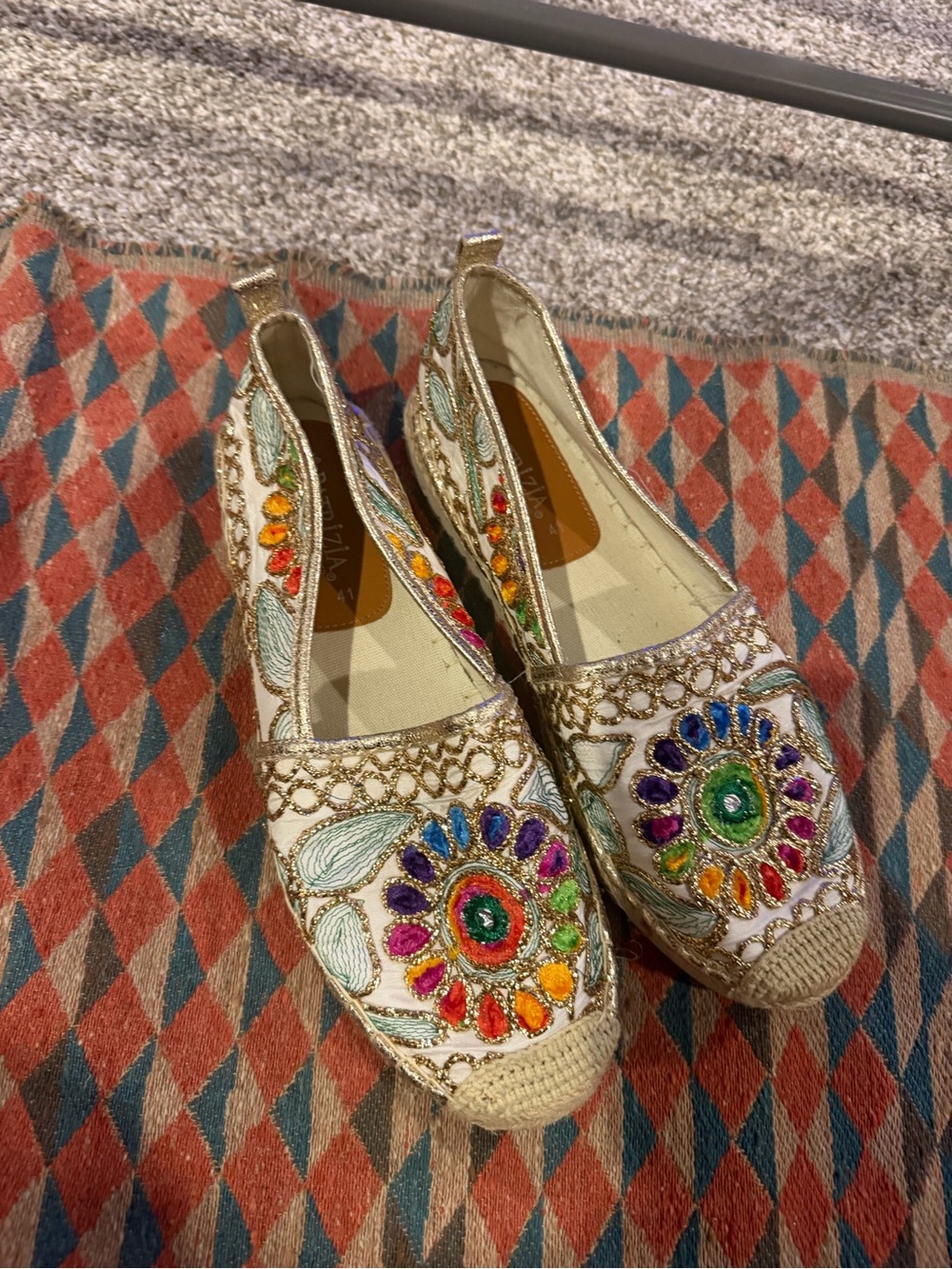 Patrizia Pepe White Multicolor Beaded Embroidered Espadrilles